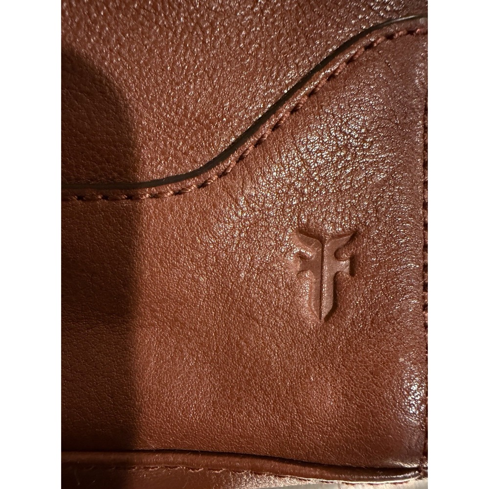 Frye Brown Leather Small Crossbody Bag Adjustable Strap Zip Close Snap Pocket - Picture 11 of 13